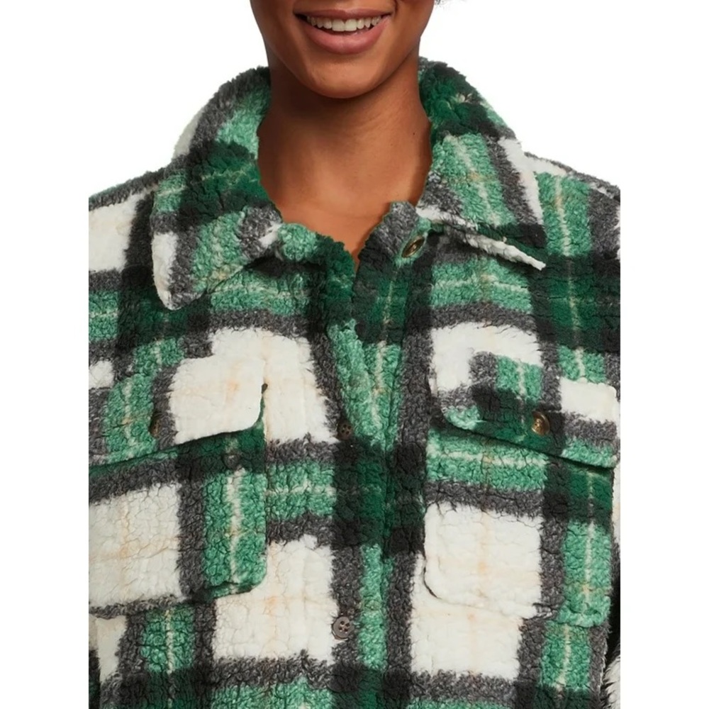 Plaid Faux Sherpa Shacket - Picture 3 of 5